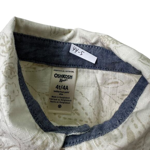 Oshkosh Cream Printed Collared Button Up Shirt Boy's Size 4T NWT | 44-5 - Picture 3 of 3